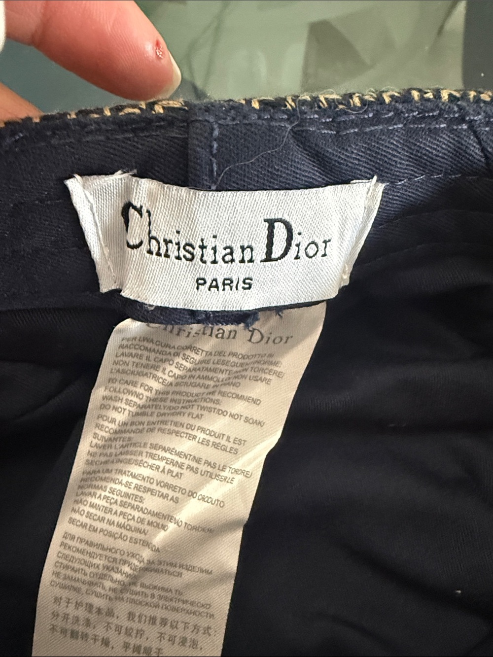 Dior Navy and Cream Jacquard Logo Baker Boy Hat - Christian Dior Paris - Picture 2 of 5
